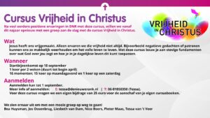 Lees meer over het artikel September start cursus Vrijheid in Christus